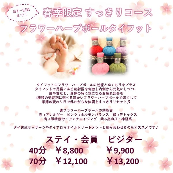 春季限定コースのお知らせ 画像